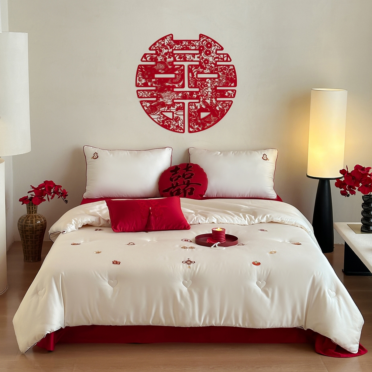 江涞 2025新款50S贡缎大豆抑菌婚庆喜被被子被芯 福来-大豆被