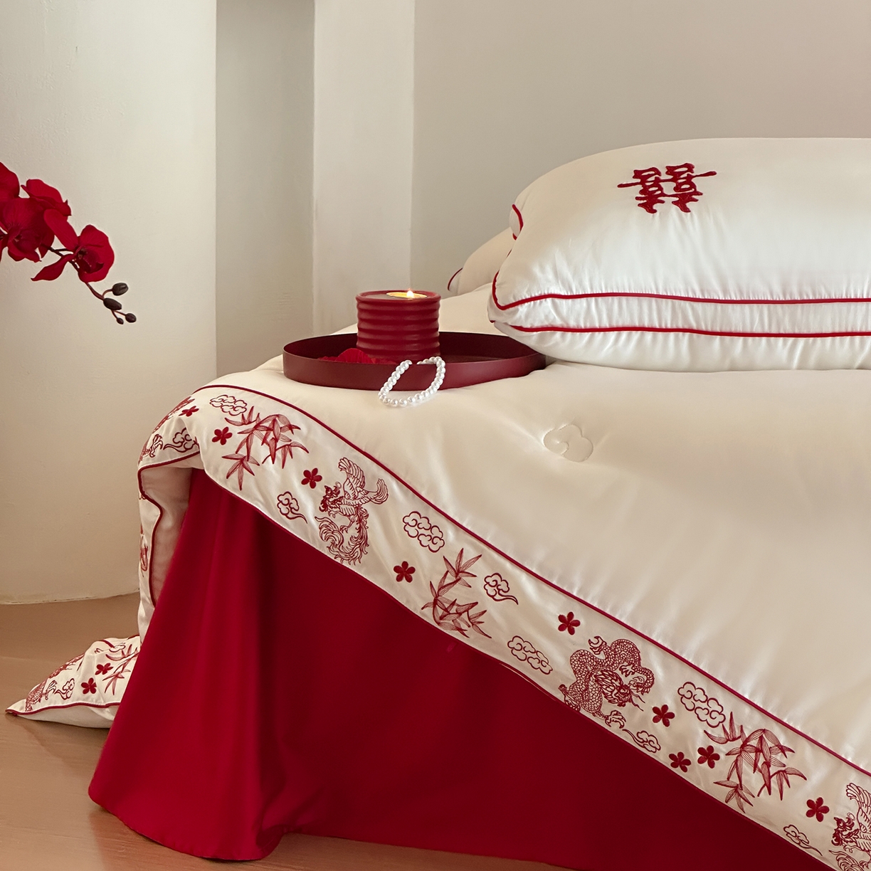 91家纺网 家纺一手货源 找家纺 江涞 2025新款50S贡缎大豆抑菌婚庆喜被被子被芯 圆满-大豆被