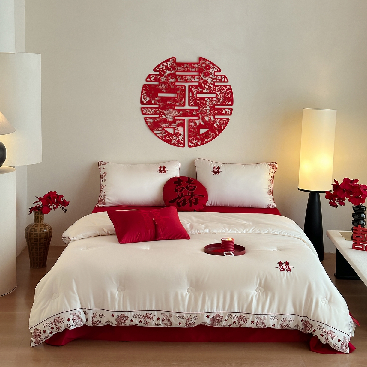 江涞 2025新款50S贡缎大豆抑菌婚庆喜被被子被芯 圆满-大豆被