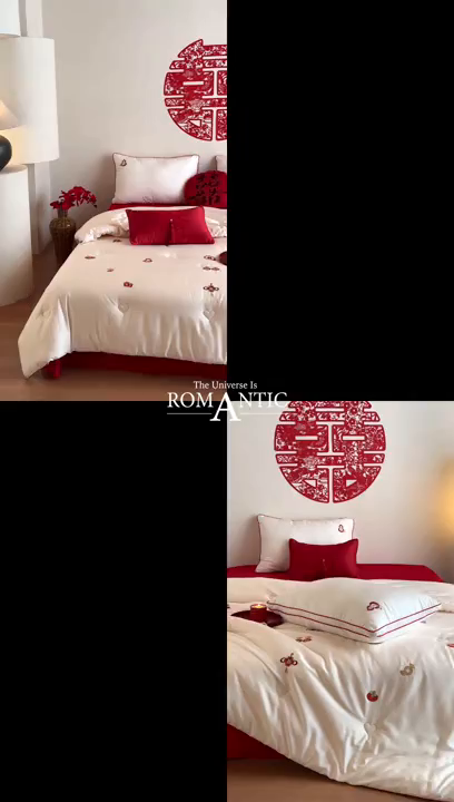 91家纺网 家纺一手货源 找家纺 江涞 2025新款50S贡缎大豆抑菌婚庆喜被被子被芯 福来-大豆被