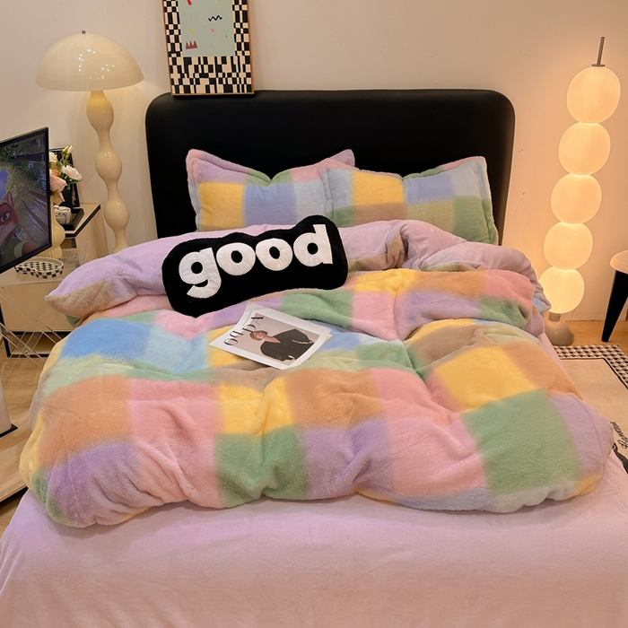 91家纺网 家纺一手货源 找家纺 典曼家纺 2025新款亲肤舒适兔毛绒四件套-系列二 马格丽