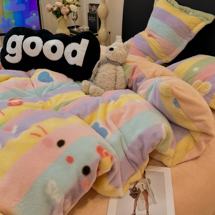 91家纺网 家纺一手货源 找家纺 典曼家纺 2025新款亲肤舒适兔毛绒四件套-系列二 小淘气