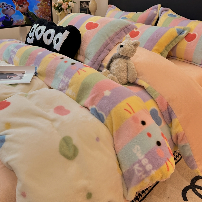 91家纺网 家纺一手货源 找家纺 典曼家纺 2025新款亲肤舒适兔毛绒四件套-系列二 小淘气