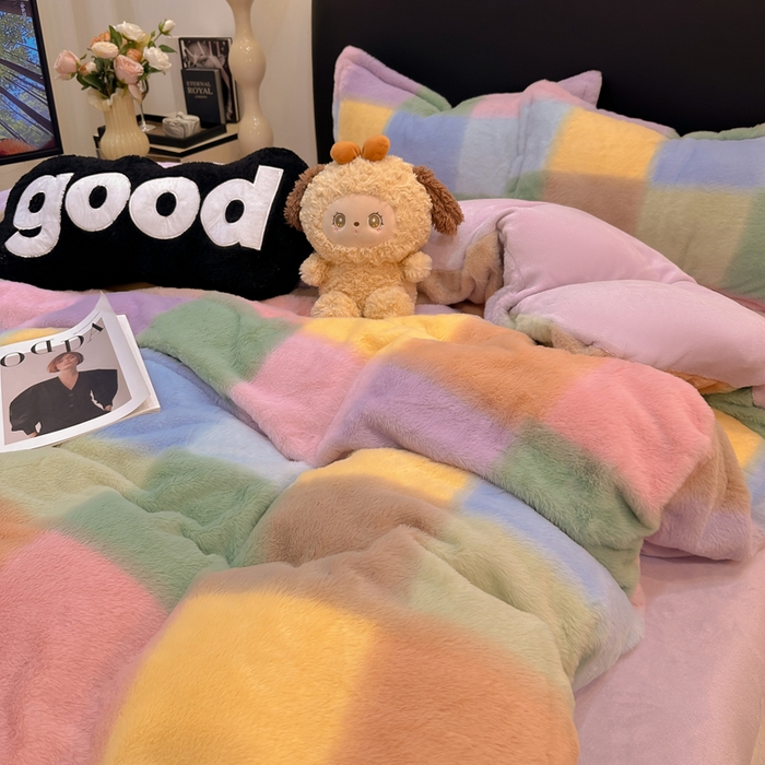 91家纺网 家纺一手货源 找家纺 典曼家纺 2025新款亲肤舒适兔毛绒四件套-系列二 马格丽