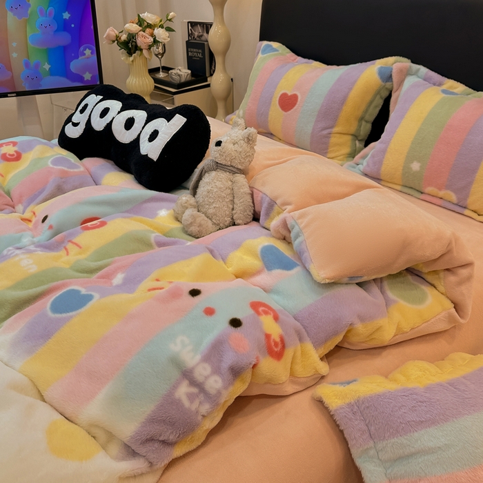 91家纺网 家纺一手货源 找家纺 典曼家纺 2025新款亲肤舒适兔毛绒四件套-系列二 小淘气