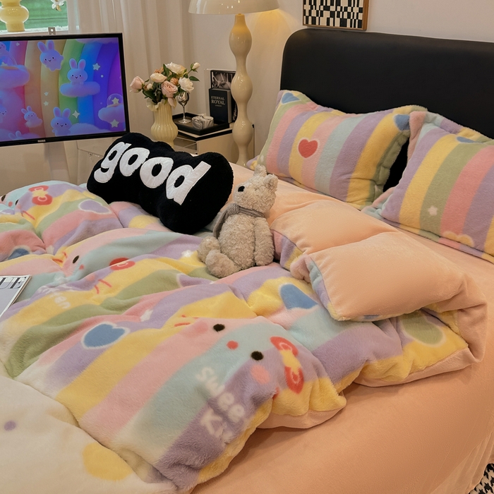 91家纺网 家纺一手货源 找家纺 典曼家纺 2025新款亲肤舒适兔毛绒四件套-系列二 小淘气