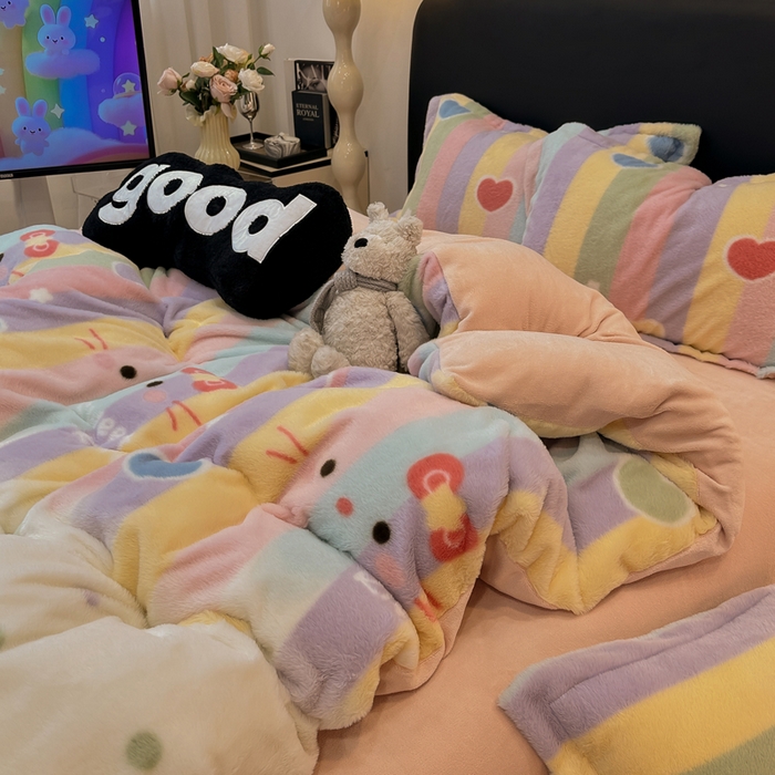 91家纺网 家纺一手货源 找家纺 典曼家纺 2025新款亲肤舒适兔毛绒四件套-系列二 小淘气