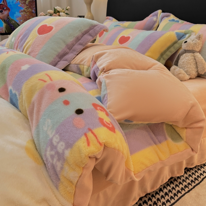 典曼家纺 2025新款亲肤舒适兔毛绒四件套-系列二 小淘气