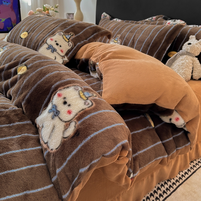 典曼家纺 2025新款亲肤舒适兔毛绒四件套-系列二 可爱多