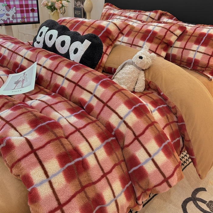 91家纺网 家纺一手货源 找家纺 典曼家纺 2025新款亲肤舒适兔毛绒四件套-系列二 魔法学院红