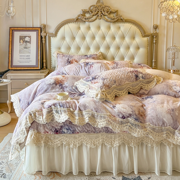 91家纺网 家纺一手货源 找家纺 网红馆（ck家纺） 2025新款牛奶绒印花床盖款四件套 玲兰