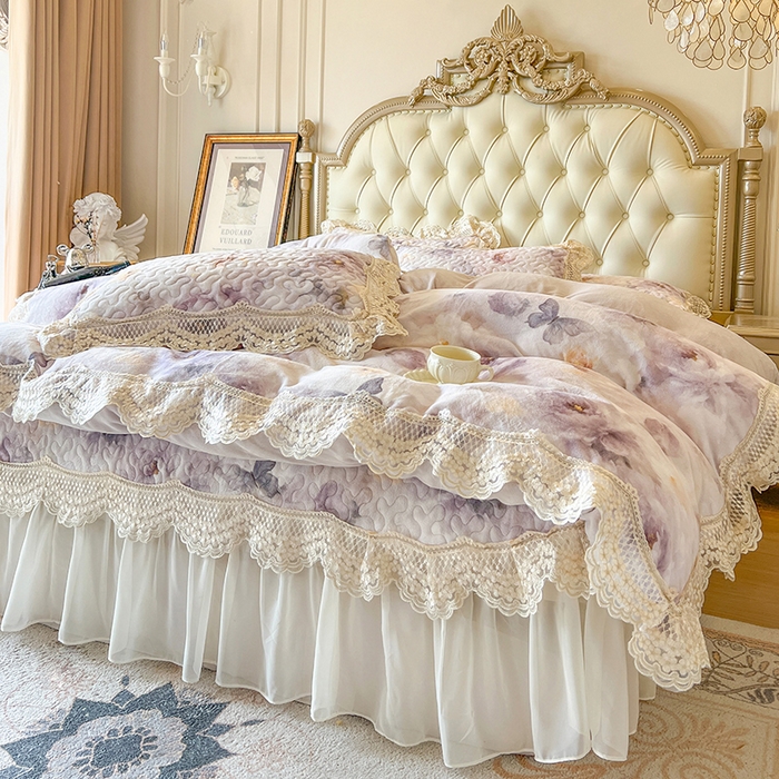 91家纺网 家纺一手货源 找家纺 网红馆（ck家纺） 2025新款牛奶绒印花床盖款四件套 花织