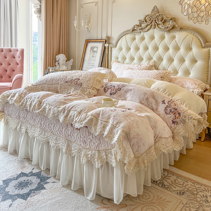 91家纺网 家纺一手货源 找家纺 网红馆（ck家纺） 2025新款牛奶绒印花床盖款四件套 阿黛尔