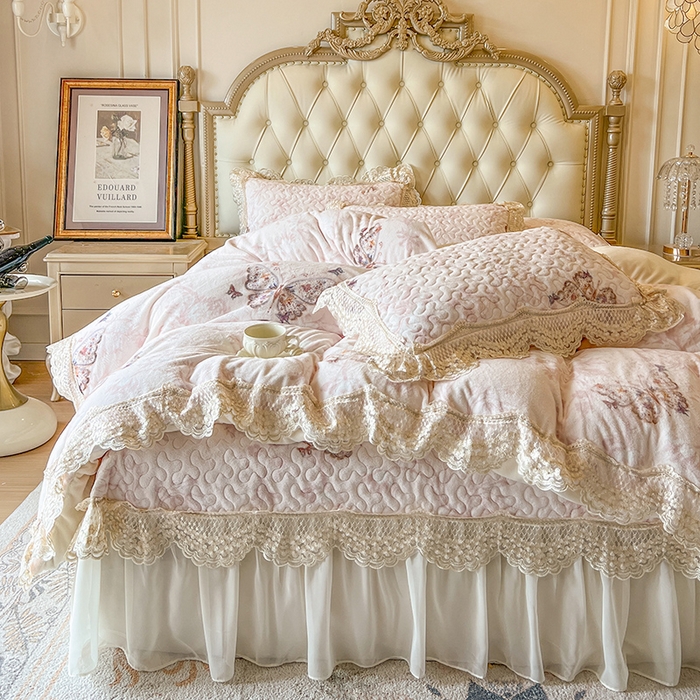 91家纺网 家纺一手货源 找家纺 网红馆（ck家纺） 2025新款牛奶绒印花床盖款四件套 阿黛尔