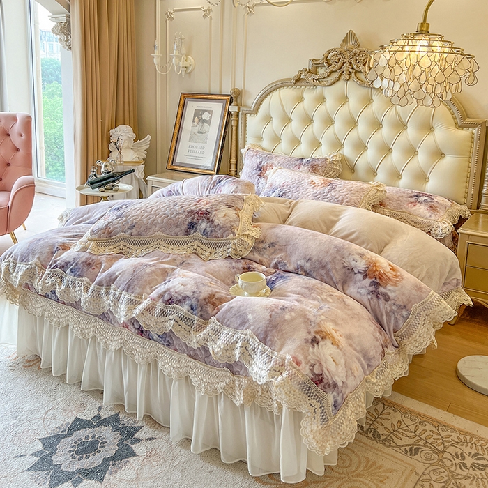 91家纺网 家纺一手货源 找家纺 网红馆（ck家纺） 2025新款牛奶绒印花床盖款四件套 玲兰