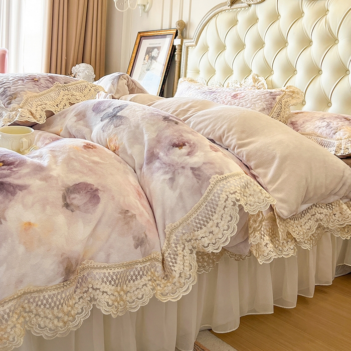 91家纺网 家纺一手货源 找家纺 网红馆（ck家纺） 2025新款牛奶绒印花床盖款四件套 花织