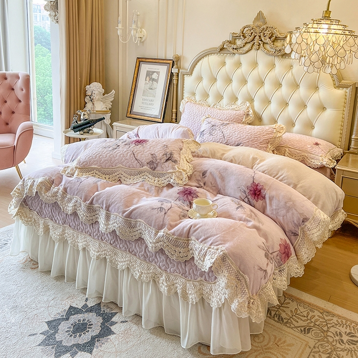 91家纺网 家纺一手货源 找家纺 网红馆（ck家纺） 2025新款牛奶绒印花床盖款四件套 半岛红茶