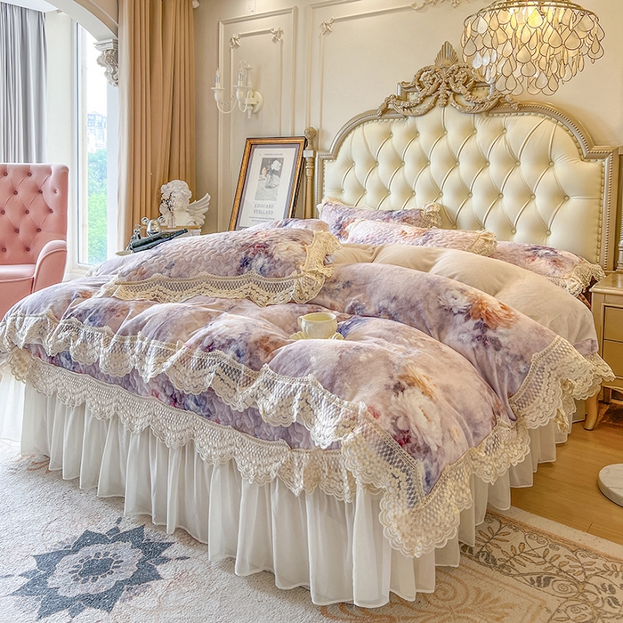 91家纺网 家纺一手货源 找家纺 网红馆（ck家纺） 2025新款牛奶绒印花床盖款四件套 玲兰