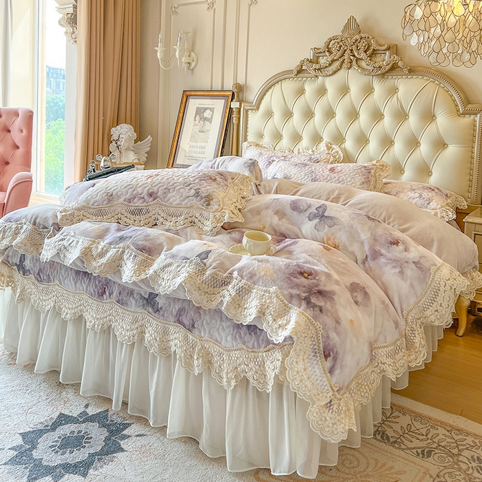 91家纺网 家纺一手货源 找家纺 网红馆（ck家纺） 2025新款牛奶绒印花床盖款四件套 花织