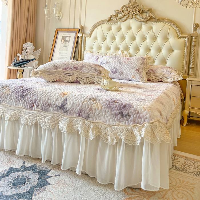 91家纺网 家纺一手货源 找家纺 网红馆（ck家纺） 2025新款牛奶绒印花床盖三件套 花织