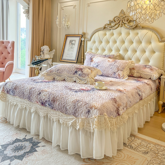 91家纺网 家纺一手货源 找家纺 网红馆（ck家纺） 2025新款牛奶绒印花床盖三件套 玲兰