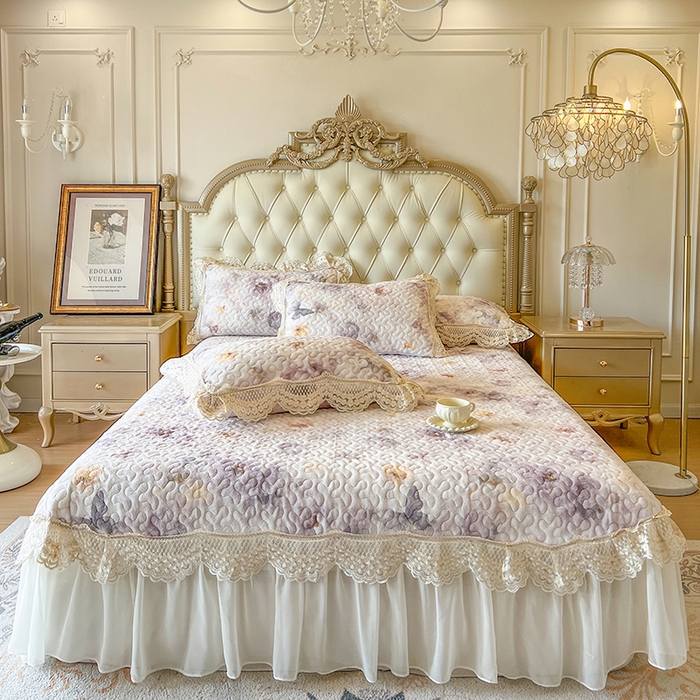 网红馆（ck家纺） 2025新款牛奶绒印花床盖三件套 花织