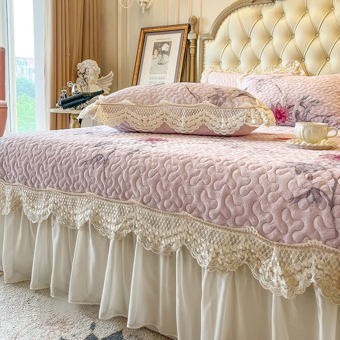 91家纺网 家纺一手货源 找家纺 网红馆（ck家纺） 2025新款牛奶绒印花床盖三件套 半岛红茶