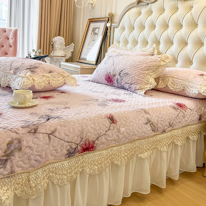 91家纺网 家纺一手货源 找家纺 网红馆（ck家纺） 2025新款牛奶绒印花床盖三件套 半岛红茶