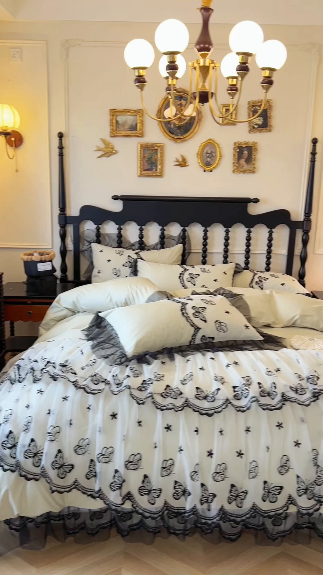 91家纺网 家纺一手货源 找家纺 网红馆（ck家纺） 2025新款全棉纯棉蕾丝边床裙款四件套-梦蝶轻舞 梦蝶轻舞-绿