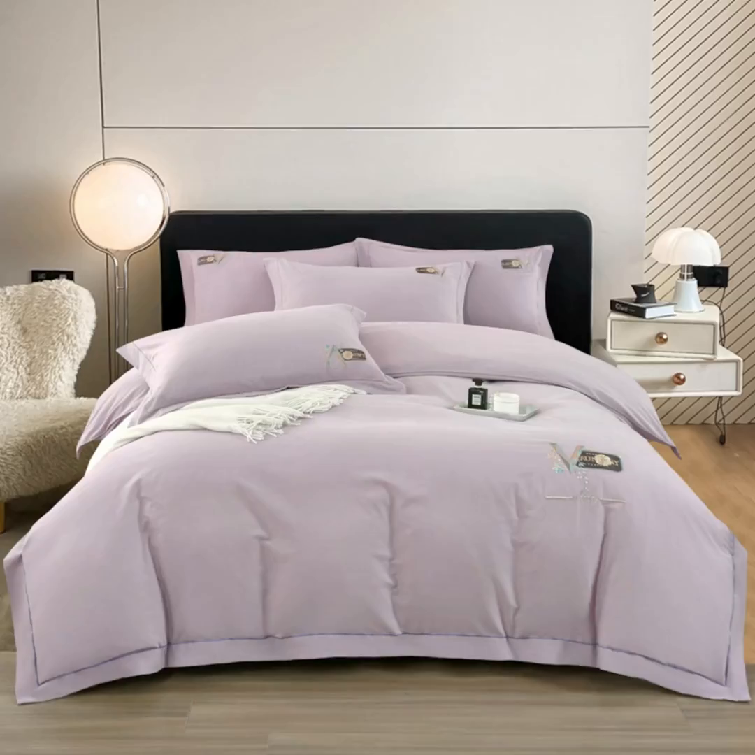 91家纺网 家纺一手货源 找家纺 （总）OL家纺 2025新款全棉磨毛刺绣床盖夹棉四件套-胜利之花系列