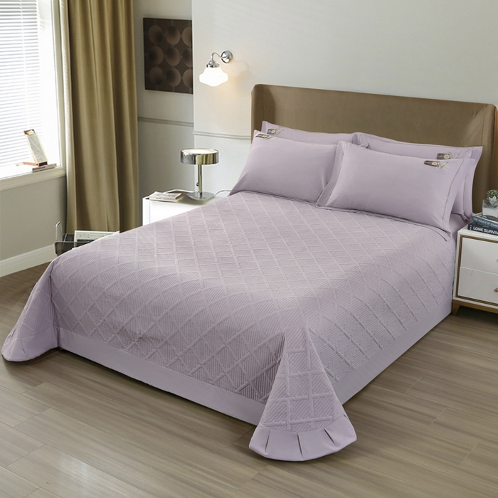 91家纺网 家纺一手货源 找家纺 （总）OL家纺 2025新款全棉磨毛刺绣床盖夹棉四件套-胜利之花系列