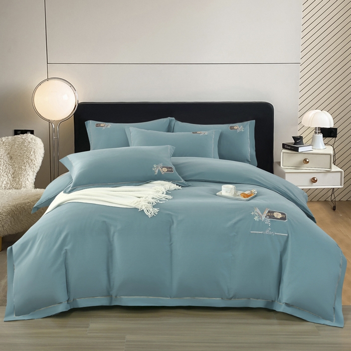 91家纺网 家纺一手货源 找家纺 （总）OL家纺 2025新款全棉磨毛刺绣床盖夹棉四件套-胜利之花系列