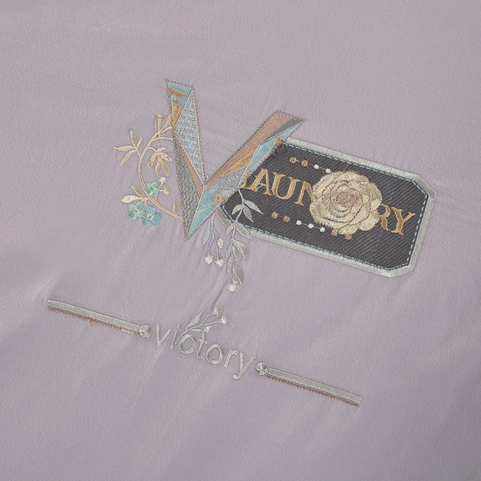 91家纺网 家纺一手货源 找家纺 OL家纺 2025新款全棉磨毛刺绣床盖夹棉四件套-胜利之花系列 胜利之花-丁香紫