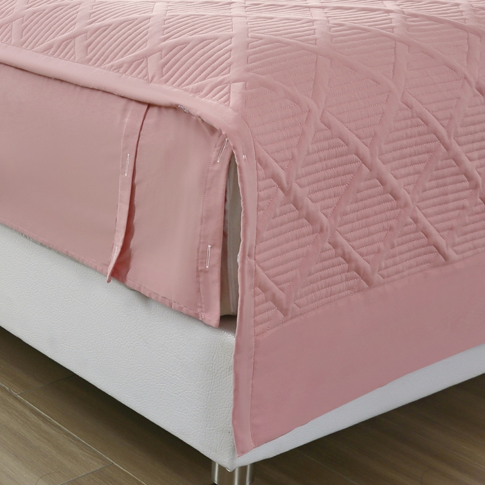 91家纺网 家纺一手货源 找家纺 OL家纺 2025新款全棉磨毛刺绣床盖夹棉四件套-胜利之花系列 胜利之花-豆沙粉