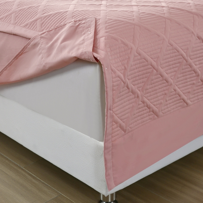 91家纺网 家纺一手货源 找家纺 OL家纺 2025新款全棉磨毛刺绣床盖夹棉四件套-胜利之花系列 胜利之花-豆沙粉