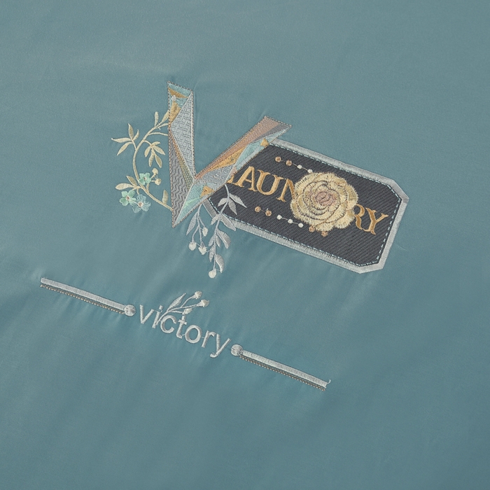 91家纺网 家纺一手货源 找家纺 OL家纺 2025新款全棉磨毛刺绣床盖夹棉四件套-胜利之花系列 胜利之花-海洋蓝