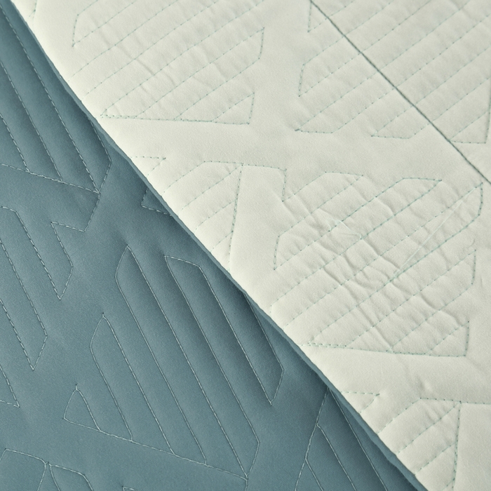 91家纺网 家纺一手货源 找家纺 OL家纺 2025新款全棉磨毛刺绣床盖夹棉四件套-胜利之花系列 胜利之花-海洋蓝