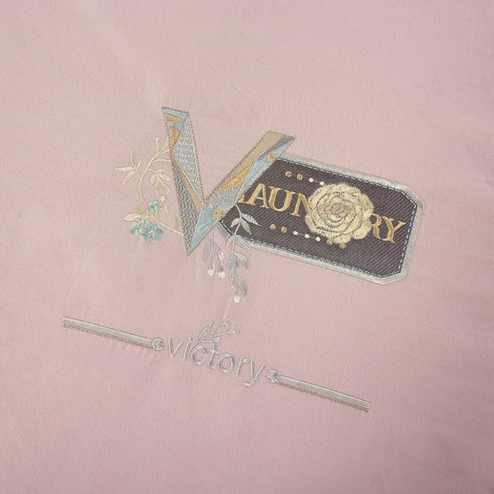 91家纺网 家纺一手货源 找家纺 OL家纺 2025新款全棉磨毛刺绣床盖夹棉四件套-胜利之花系列 胜利之花-肉桂粉