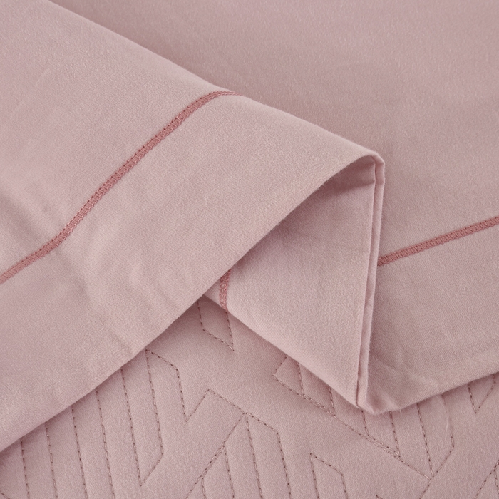 91家纺网 家纺一手货源 找家纺 OL家纺 2025新款全棉磨毛刺绣床盖夹棉四件套-胜利之花系列 胜利之花-肉桂粉