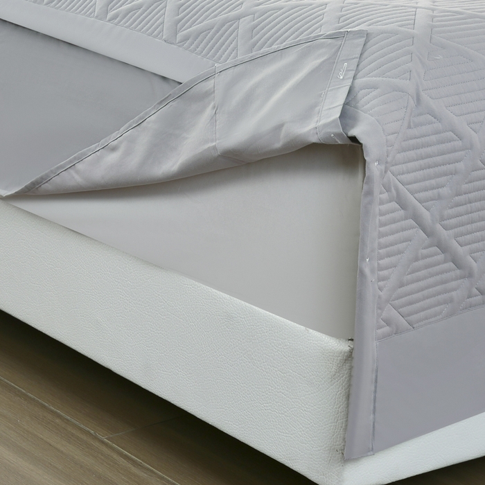 91家纺网 家纺一手货源 找家纺 OL家纺 2025新款全棉磨毛刺绣床盖夹棉四件套-胜利之花系列 胜利之花-绅士灰