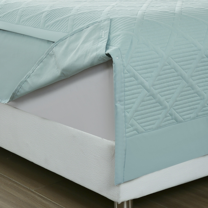 91家纺网 家纺一手货源 找家纺 OL家纺 2025新款全棉磨毛刺绣床盖夹棉四件套-胜利之花系列 胜利之花-水波绿