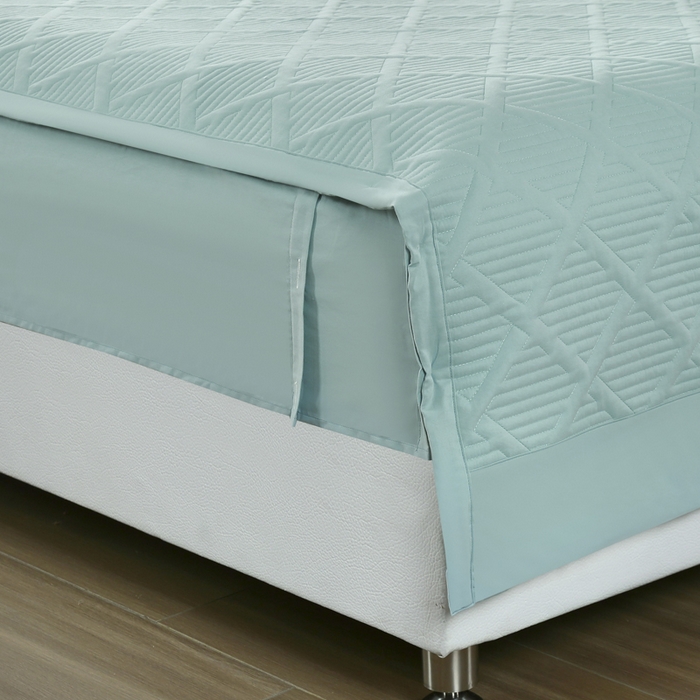 91家纺网 家纺一手货源 找家纺 OL家纺 2025新款全棉磨毛刺绣床盖夹棉四件套-胜利之花系列 胜利之花-水波绿