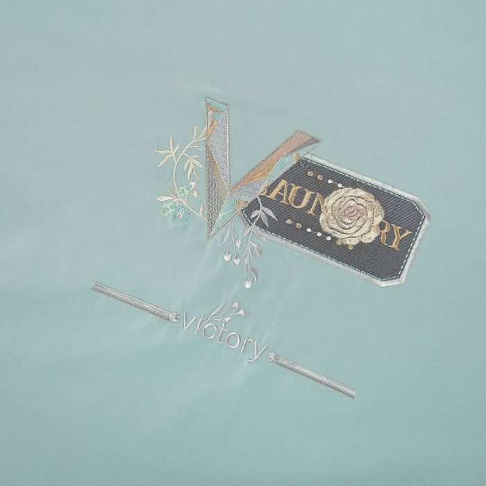 91家纺网 家纺一手货源 找家纺 OL家纺 2025新款全棉磨毛刺绣床盖夹棉四件套-胜利之花系列 胜利之花-水波绿