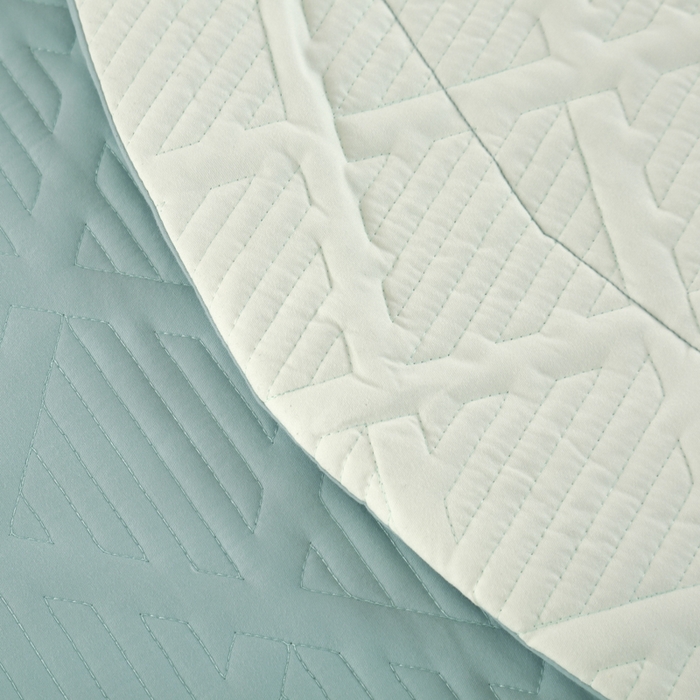 91家纺网 家纺一手货源 找家纺 OL家纺 2025新款全棉磨毛刺绣床盖夹棉四件套-胜利之花系列 胜利之花-水波绿