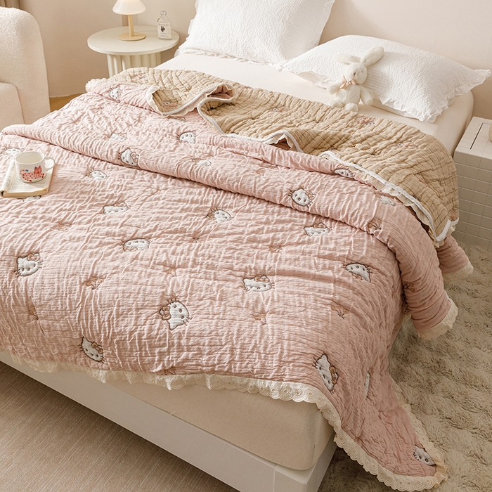 91家纺网 家纺一手货源 找家纺 （总）麻依 2025新款卡通安心棉泡芙被十层全棉纱布被子被芯