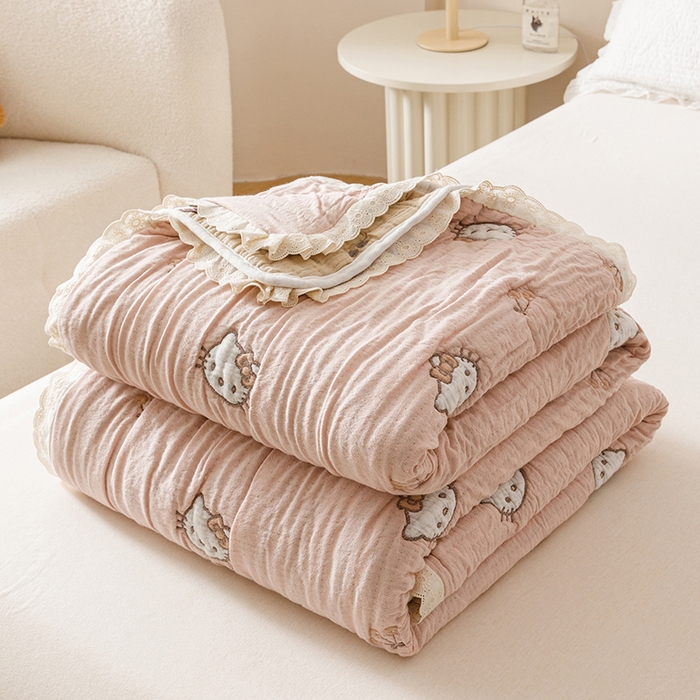 91家纺网 家纺一手货源 找家纺 （总）麻依 2025新款卡通安心棉泡芙被十层全棉纱布被子被芯