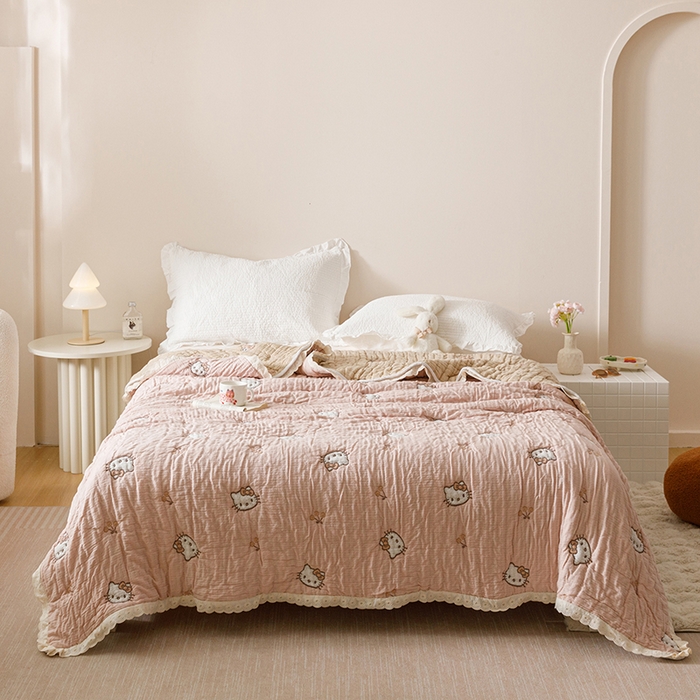 91家纺网 家纺一手货源 找家纺 （总）麻依 2025新款卡通安心棉泡芙被十层全棉纱布被子被芯