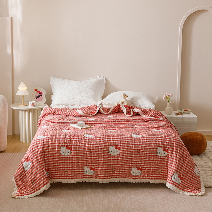 91家纺网 家纺一手货源 找家纺 （总）麻依 2025新款卡通安心棉泡芙被十层全棉纱布被子被芯