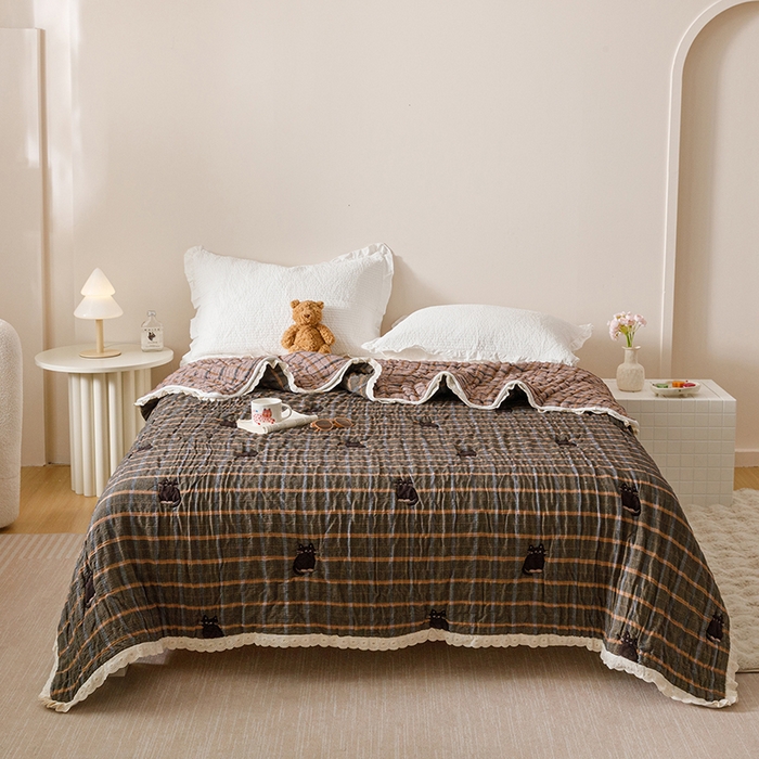 91家纺网 家纺一手货源 找家纺 （总）麻依 2025新款卡通安心棉泡芙被十层全棉纱布被子被芯