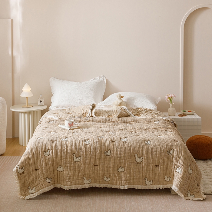 麻依 2025新款卡通安心棉泡芙被十层全棉纱布被子被芯 可爱鸭鸭